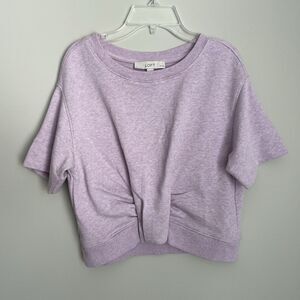 Loft Size XXSP Petite Short Sleeve Purple Knit Top Knot Front